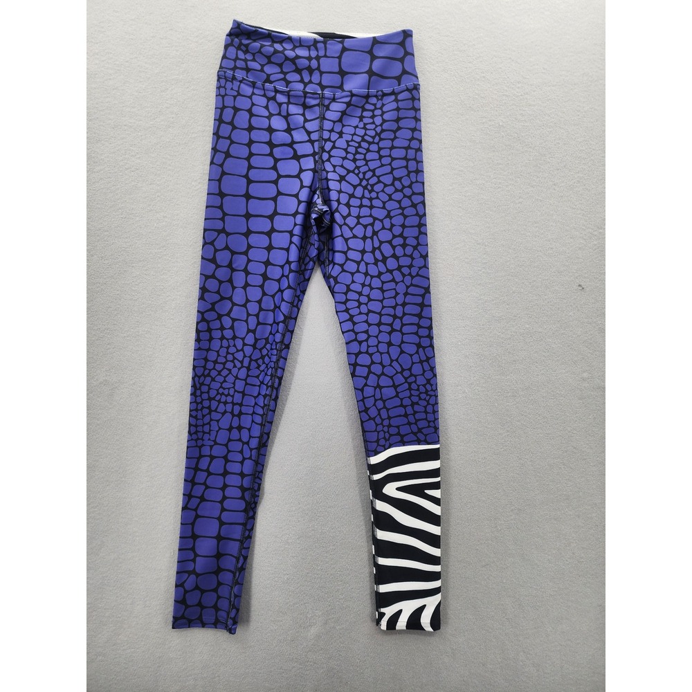 Loony Legs London Purple Crocodile Zebra Print Leggings Womens XS High Waisted